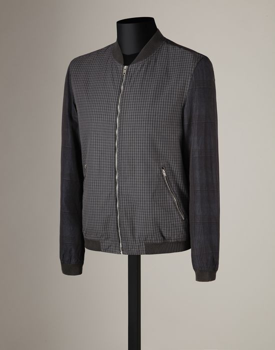 MICRO CHECK COTTON BOMBER JACKET (MENS)